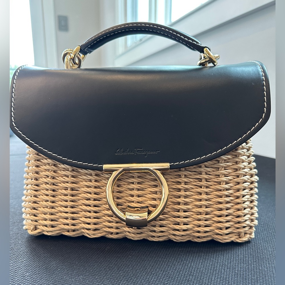 Savatore Ferragamo Margot Woven Wicker Bag